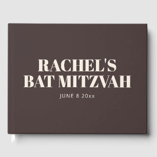 Moderne Bat-Mizwa-Braun Personalisierter Name Erin Gästebuch