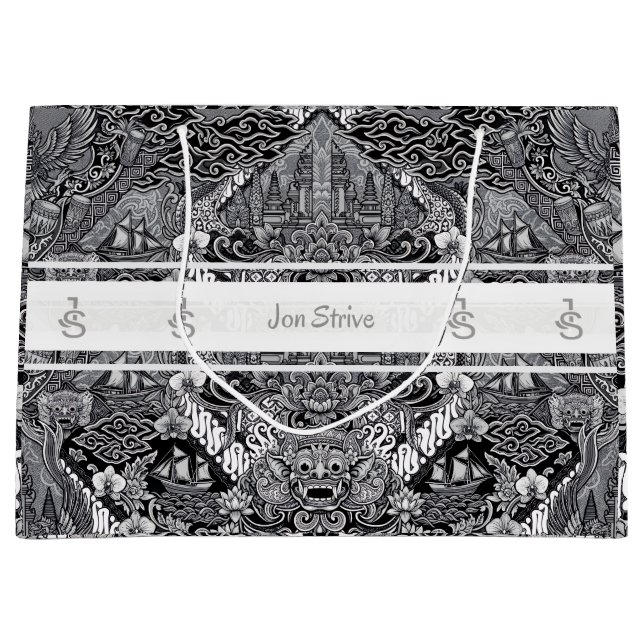 Moderne BATIK-Muster Große Geschenktüte (Vorderseite)