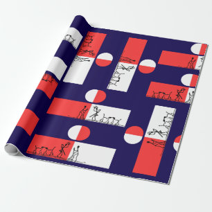Moderne Bauern in Sunset - Set in Dunkelblau Geschenkpapier