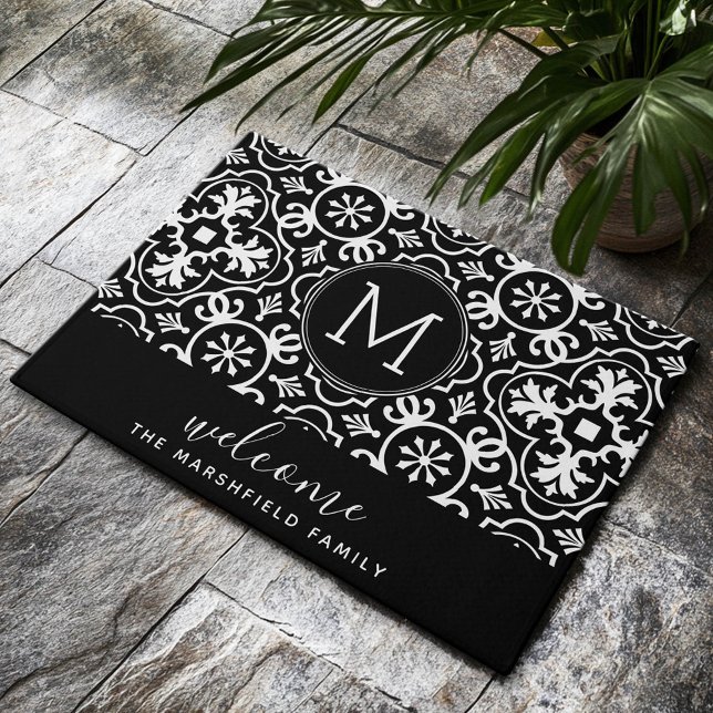 Moderne Bauernhaus Muster Familie Willkommen Schwa Fußmatte (Custom Welcome Mat)