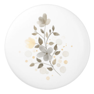 Moderne Bauernhäuser Blume Beige und Sage Green Keramikknauf