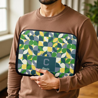 Moderne Bauhaus abstrakte geometrische Monogramm-M Laptopschutzhülle