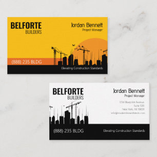 Moderne Baukrane Silhouette Gelb Schwarz Visitenkarte