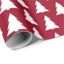 Moderne Bäume Burgundy Geometrisches Muster Geschenkpapier
