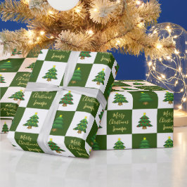 Moderne Bäume Frohe Weihnachts-Monogramm-Name Geschenkpapier