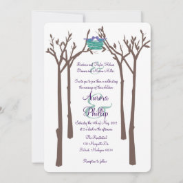 Moderne Bäume und Vögel laden zur Hochzeit ein Einladung