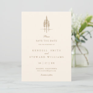 Moderne Baumwälder Rustikale Hochzeit retten das D Save The Date
