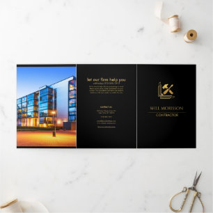 Moderne Bauweise Golden & Black Dreifach Gefaltete Karte