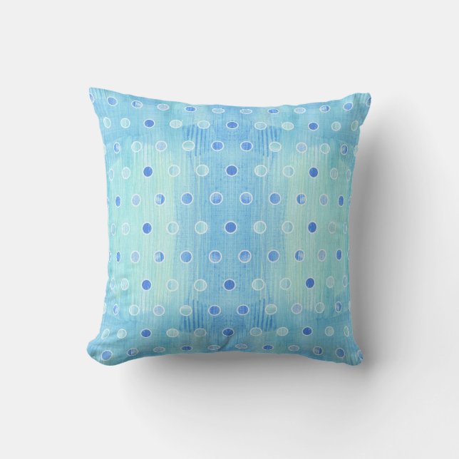 Moderne Beach Hütte Aqua Blue Polka Dots Muster Kissen (Vorderseite)