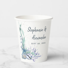 Moderne Beach Seashells Wedding Pappbecher