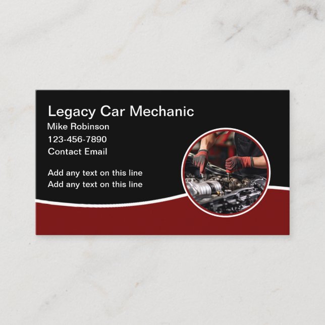 Moderne, bearbeitbare Car Mechanic Visitenkarten Visitenkarte (Vorderseite)