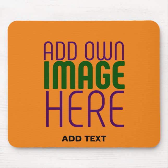 MODERNE BEARBEITBARE DUNKLE ORANGE BILD-TEXT-VORLA MOUSEPAD (Vorne)