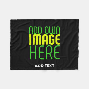 MODERNE BEARBEITBARE EINFACHE SCHWARZE BILD-TEXT-V FLEECEDECKE