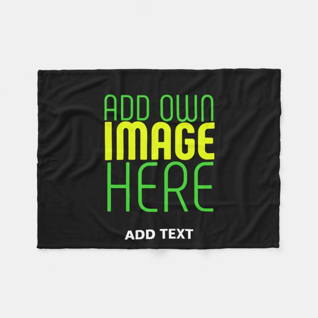 MODERNE BEARBEITBARE EINFACHE SCHWARZE BILD-TEXT-V FLEECEDECKE (Vorderseite (Horizontal))