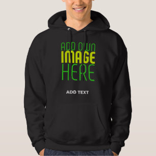 MODERNE BEARBEITBARE EINFACHE SCHWARZE BILD-TEXT-V HOODIE