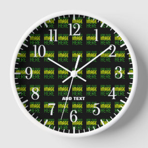 MODERNE BEARBEITBARE EINFACHE SCHWARZE BILD-TEXT-V UHR
