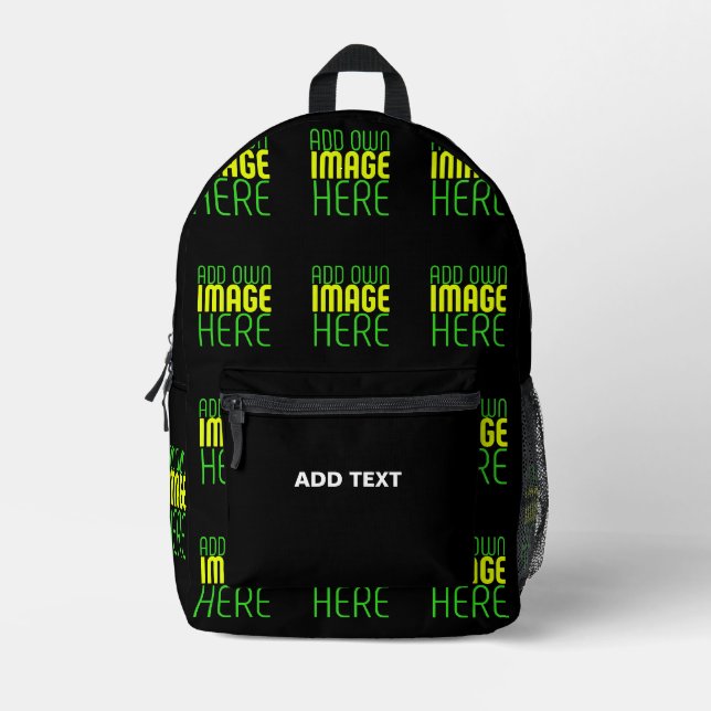 MODERNE BEARBEITBARE, EINFACHE TEMPLATE FÜR SCHWAR BEDRUCKTER RUCKSACK (Vorderseite)