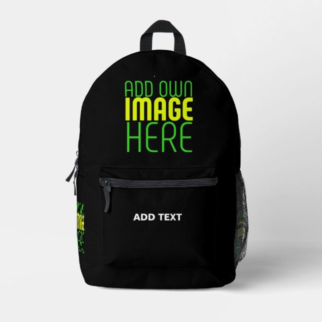 MODERNE BEARBEITBARE, EINFACHE TEMPLATE FÜR SCHWAR BEDRUCKTER RUCKSACK (Vorderseite)