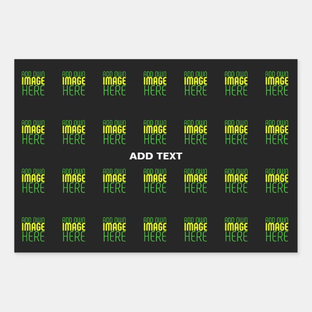 MODERNE BEARBEITBARE, EINFACHE TEMPLATE FÜR SCHWAR GESCHENKPAPIER SET (Vorderseite)