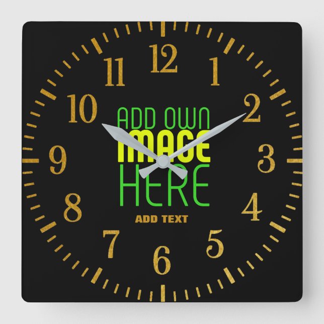 MODERNE BEARBEITBARE, EINFACHE TEMPLATE FÜR SCHWAR QUADRATISCHE WANDUHR (Vorderseite)