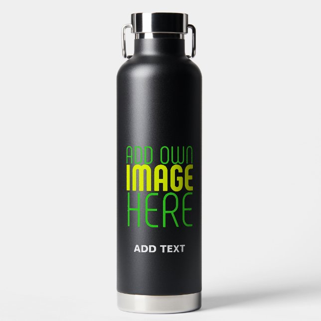 MODERNE BEARBEITBARE, EINFACHE TEMPLATE FÜR SCHWAR TRINKFLASCHE (Vorderseite)