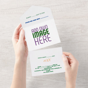 MODERNE BEARBEITBARE EINFACHE WEIßE BILD-TEXT-VORL ALL IN ONE EINLADUNG