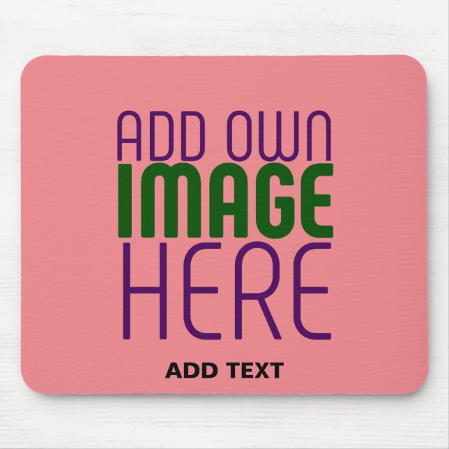 MODERNE BEARBEITBARE LACHSROSA BILD-TEXT-VORLAGE MOUSEPAD (Vorne)