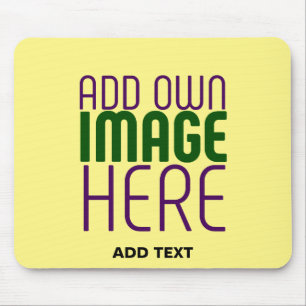 MODERNE BEARBEITBARE PASTELLGELBE BILD-TEXT-VORLAG MOUSEPAD