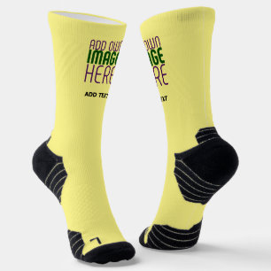 MODERNE BEARBEITBARE PASTELLGELBE BILD-TEXT-VORLAG SOCKEN