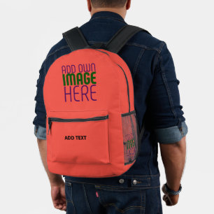 MODERNE BEARBEITBARE ROTE ORANGE BILD-TEXTVORLAGE BEDRUCKTER RUCKSACK