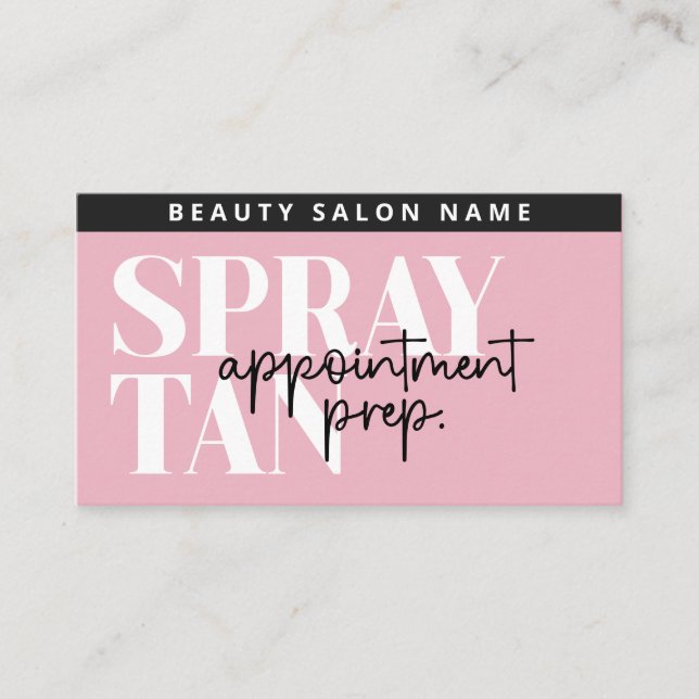Moderne bearbeitbare Sif Spray Tan-Vorbereitungska Visitenkarte (Vorderseite)