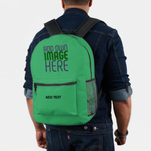 MODERNE BEARBEITBARE SMARAGDGRÜNE BILD-TEXT-VORLAG BEDRUCKTER RUCKSACK