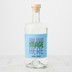 MODERNE BEARBEITBARE SWAG HIMMELBLAUE BILD-TEXT-VO ALKOHOLFLASCHENETIKETT