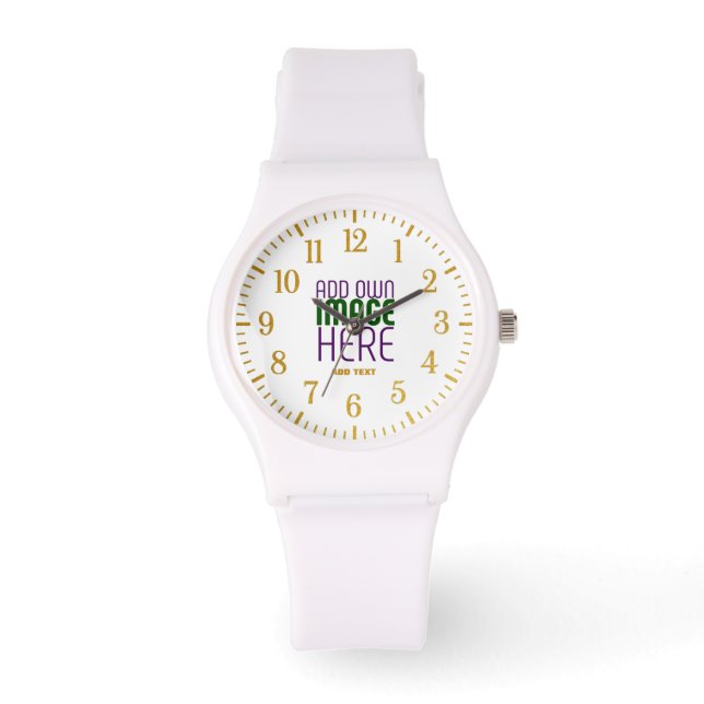 MODERNE BEARBEITUNGSFÄHIGE, EINFACHE WEISSE BILDTE ARMBANDUHR (Vorderseite)
