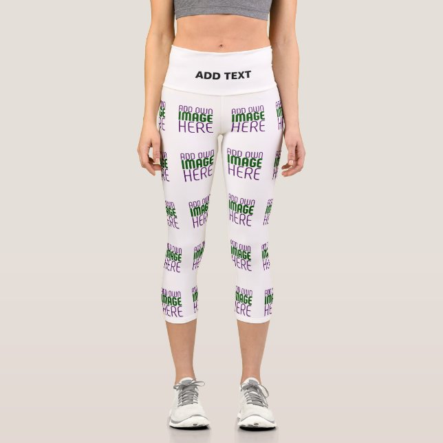 MODERNE BEARBEITUNGSFÄHIGE, EINFACHE WEISSE BILDTE CAPRI LEGGINGS (Vorderseite)