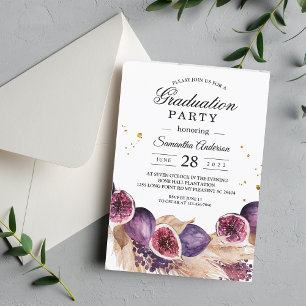Moderne Beauty Lila Figs & Pampas & Gold Drops Einladung