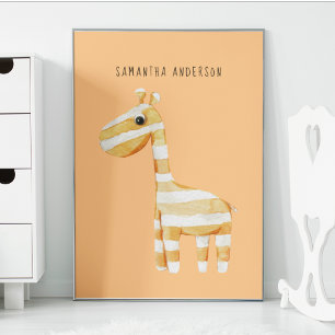 Moderne Beauty Orange Giraffe mit Namen Poster