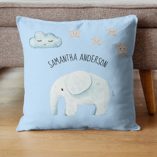 Moderne Beauty Pastel Blau Elefant & Sterne Kind Kissen
