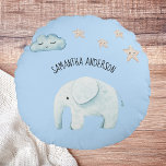Moderne Beauty Pastel Blau Elefant & Sterne Kind Rundes Kissen<br><div class="desc">Moderne Beauty Pastel Blau Elefant & Sterne Kind</div>