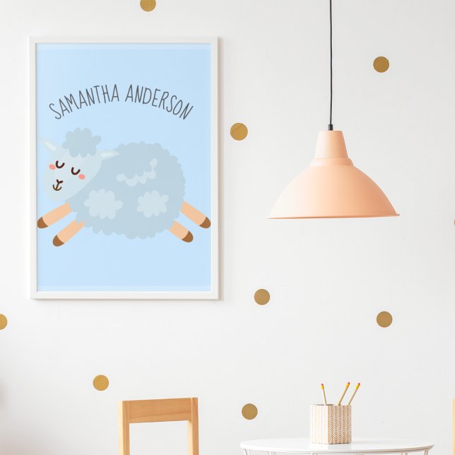 Moderne Beauty Pastel Blue Shee und Name der Kinde Poster (Von Creator hochgeladen)