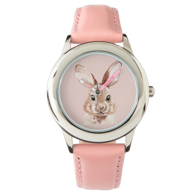 Moderne Beauty Pastel Pink Aquarell Lounge Armbanduhr (Vorderseite)