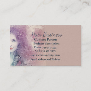 Moderne Beauty Pink Blue Hair Stylist Salon Makeup Visitenkarte