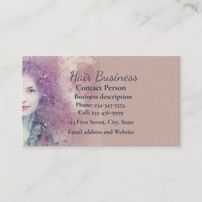 Moderne Beauty Pink Blue Hair Stylist Salon Makeup Visitenkarte (Vorderseite)