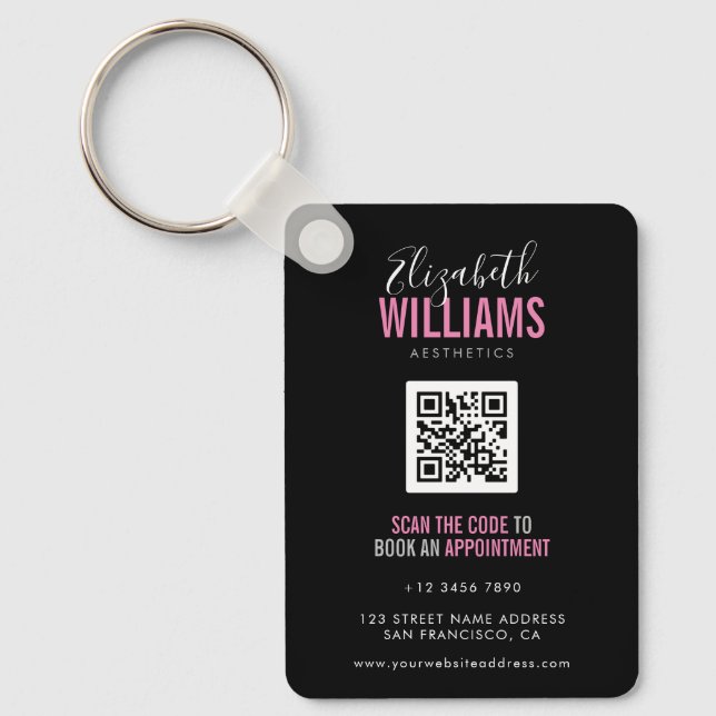 Moderne Beauty Salon QR Code Loyalty Business Card Schlüsselanhänger (Vorderseite)