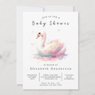 Moderne bedienerfreundliche Swan Baby Dusche Einladung