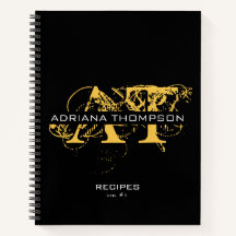 Moderne, bedrückte Black & Gold Mit Monogramm Reze