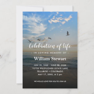 Moderne Beerdigung Beachfeier des Lebens Einladung