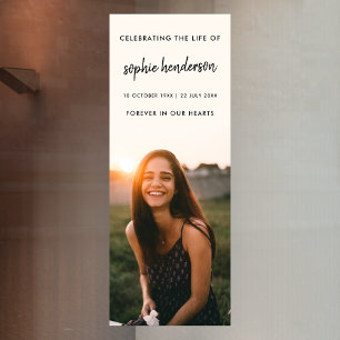 Moderne Beerdigung Feiern von Foto Script Fensteraufkleber