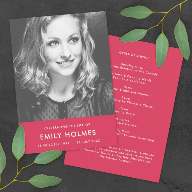 Moderne Beerdigung | Pink Celebration of Life Prog Programm (Von Creator hochgeladen)