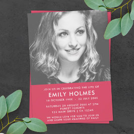 Moderne Beerdigung | Rosa Feier des Lebens Einladung